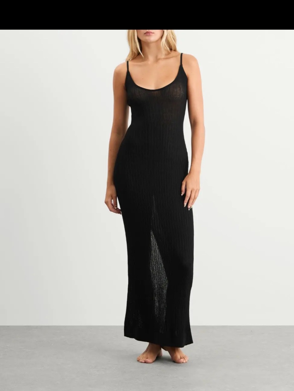 NWT Skims black Sheer Knit Midi/maxi depending on height dress size XL